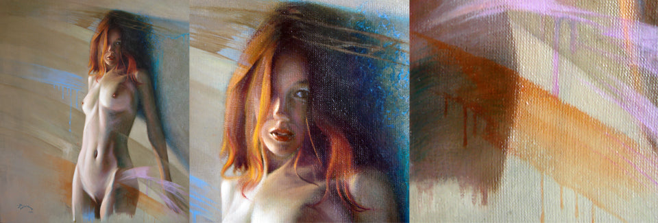 Red hair nude - Oil on canvas