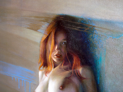 Red hair nude - Oil on canvas