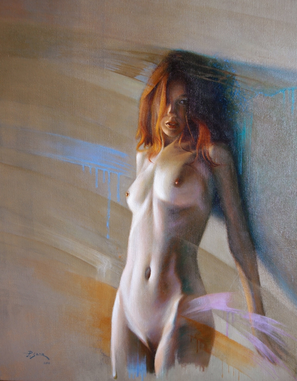 Red hair nude - Oil on canvas