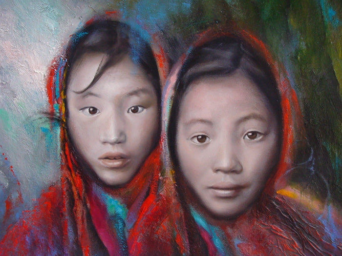 Tibetans, oil on canvas