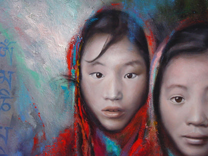 Tibetans, oil on canvas